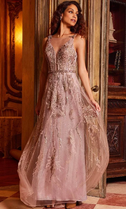 Relaxed Style Jovani 24057 - Illusion Bateau Beaded Evening Gown