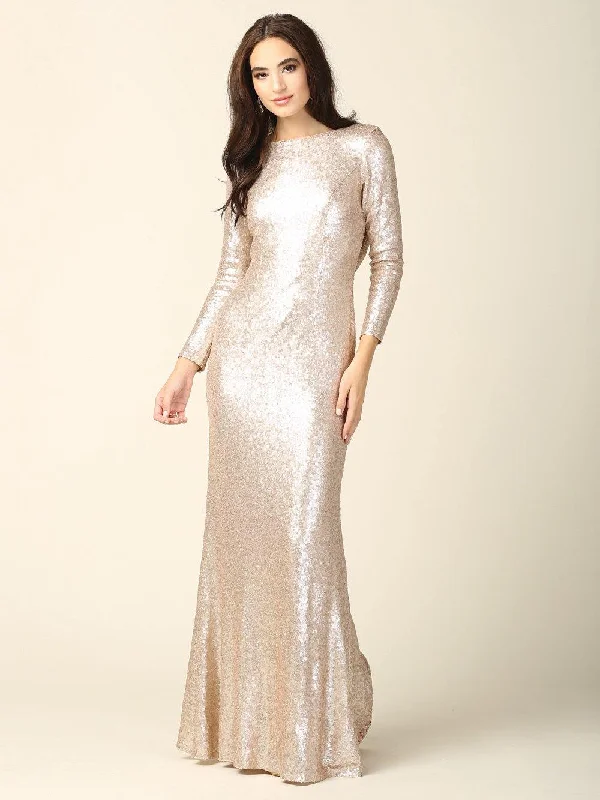 Trendy Street Style Clothing Long Sleeve Formal Evening Prom Dress