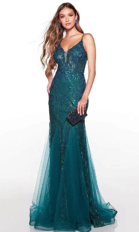 Boutique Styles Alyce Paris 61419 - V-Neck Backless Prom Gown