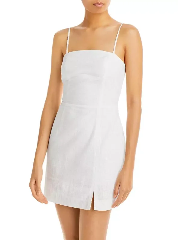 Trendy Women's Collection S - aqua white patterned mini dress
