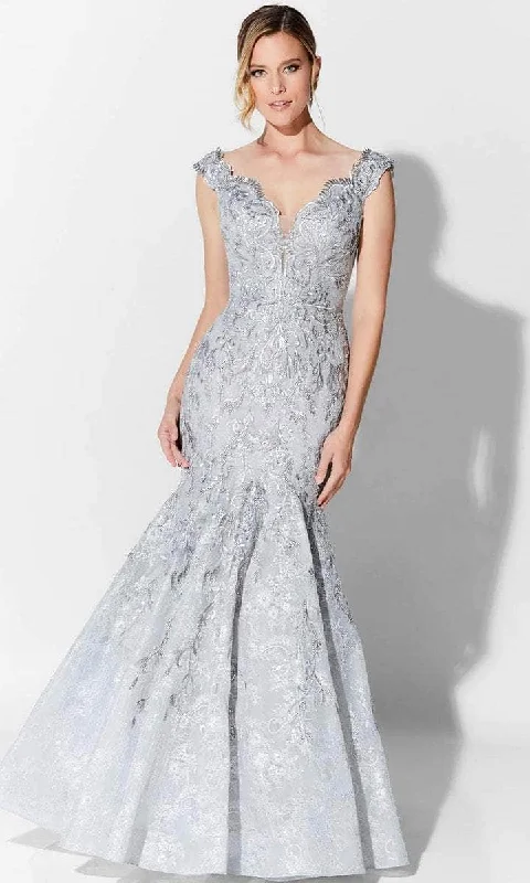 Luxury Fashion Ivonne D - Cap Sleeve Mermaid Formal Gown 122D66 - 1 pc Silver In Size 12 Available
