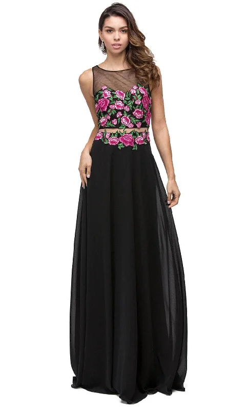 Timeless Elegance Sale Dancing Queen 9800 - Bateau Floral Embroidered Prom Gown