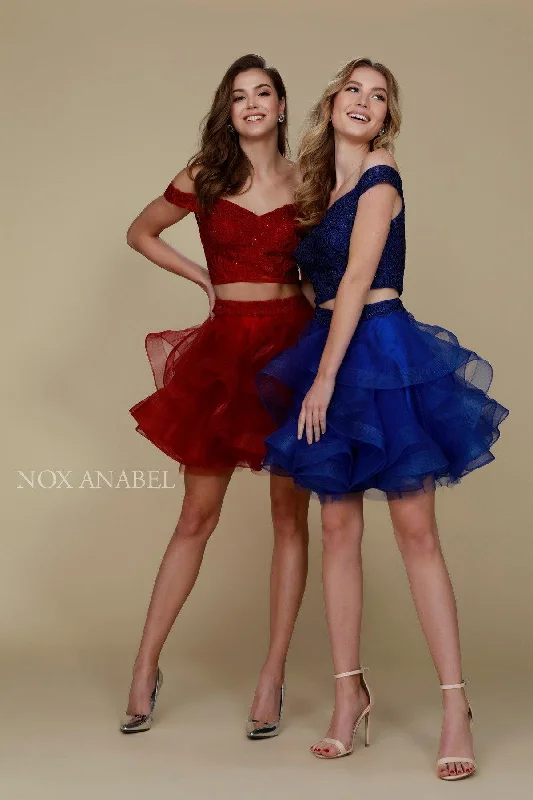 Edgy Fashion Sexy Two Piece Short Prom Dress Navy Blue