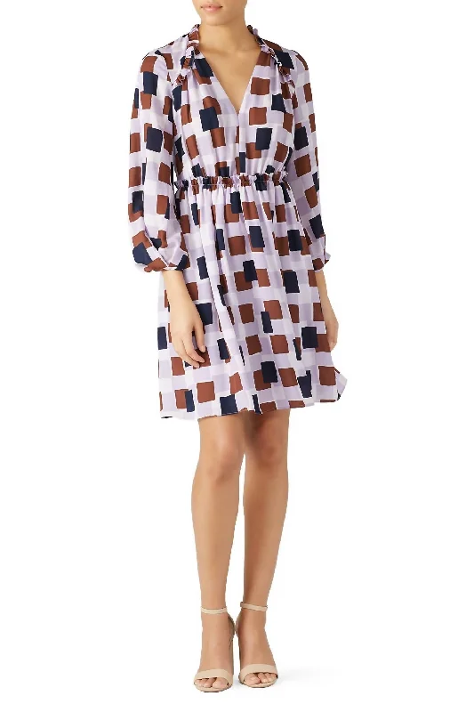 Seasonal Women's Fashion Trends Geo Squares Dress In Purple
