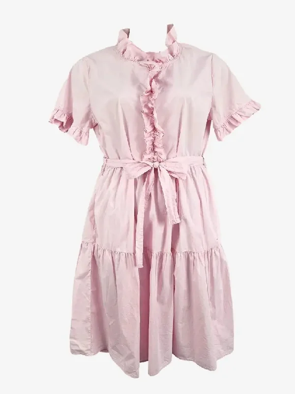 Timeless Elegance Redefined Alessandra Pretty In Pink Ruffle Belted Mini Dress Size XL