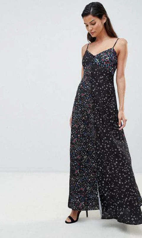 Embrace New Fashion French Connection 71KBP - Dual Floral Fabric Sleeveless Maxi Dress