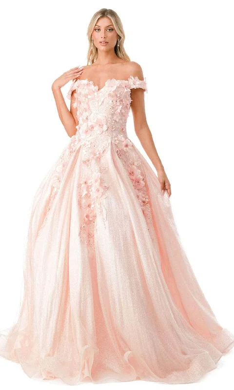 Trendy Women'S Wear Collection Trevi Collection L2501 - Floral Off Shoulder Ballgown