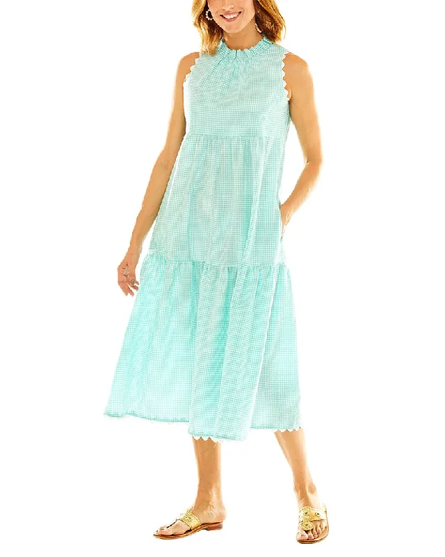 Women's Vintage-Inspired Clothing Sara Campbell Maxi Seersucker Tiered Dress