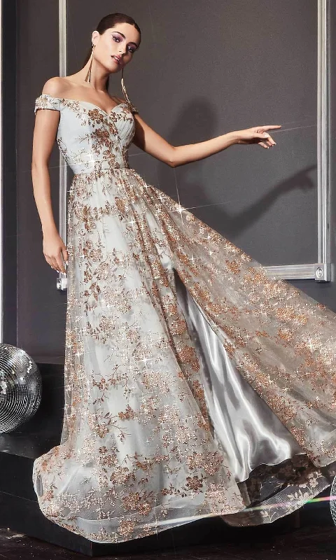 Final Sale Cinderella Divine - Floral Print A-Line Prom Gown CB069