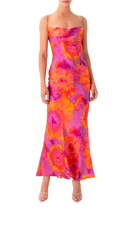 Bold and Elegant Women's Fashion Capri Dress In Tie Dye Pink