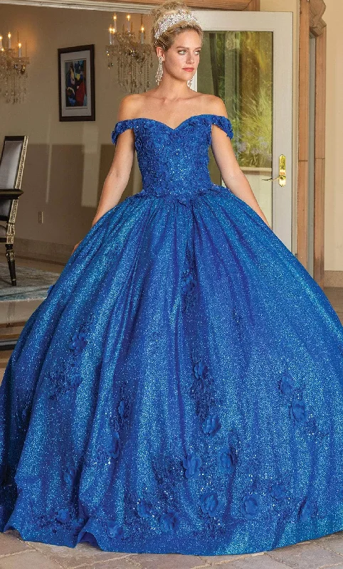 Premium Fabrics Dancing Queen 1718 - Off Shoulder Glitter Ballgown With Cape
