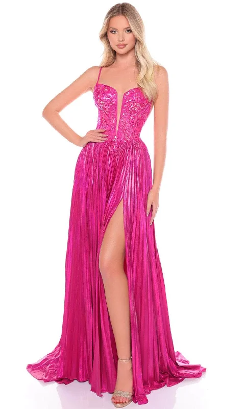 Sleek Style Discounts Amarra 88113 - Plunging Neck A-Line Prom Gown