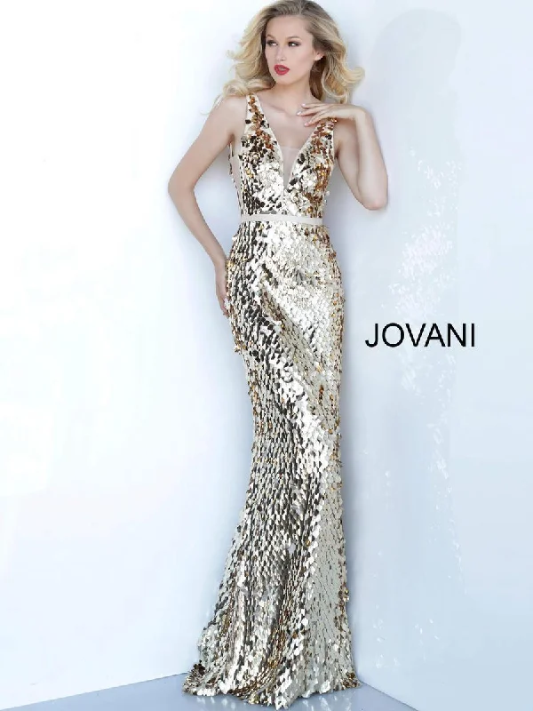 Vibrant Style Promotions Jovani 2543 Metallic Plunging Long Gown Sale