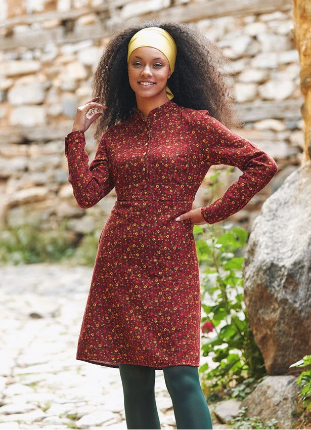 Best Online Clothing Boutiques Long Sleeve Red Floral Winter Dress