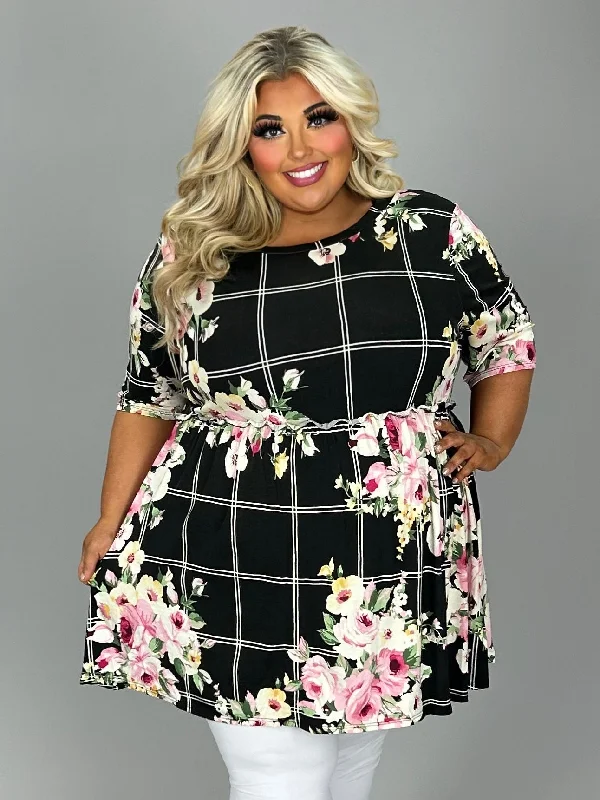 Seasonal Sale 23 PSS {A New View} Black Floral Babydoll Tunic EXTENDED PLUS SIZE 4X 5X 6X