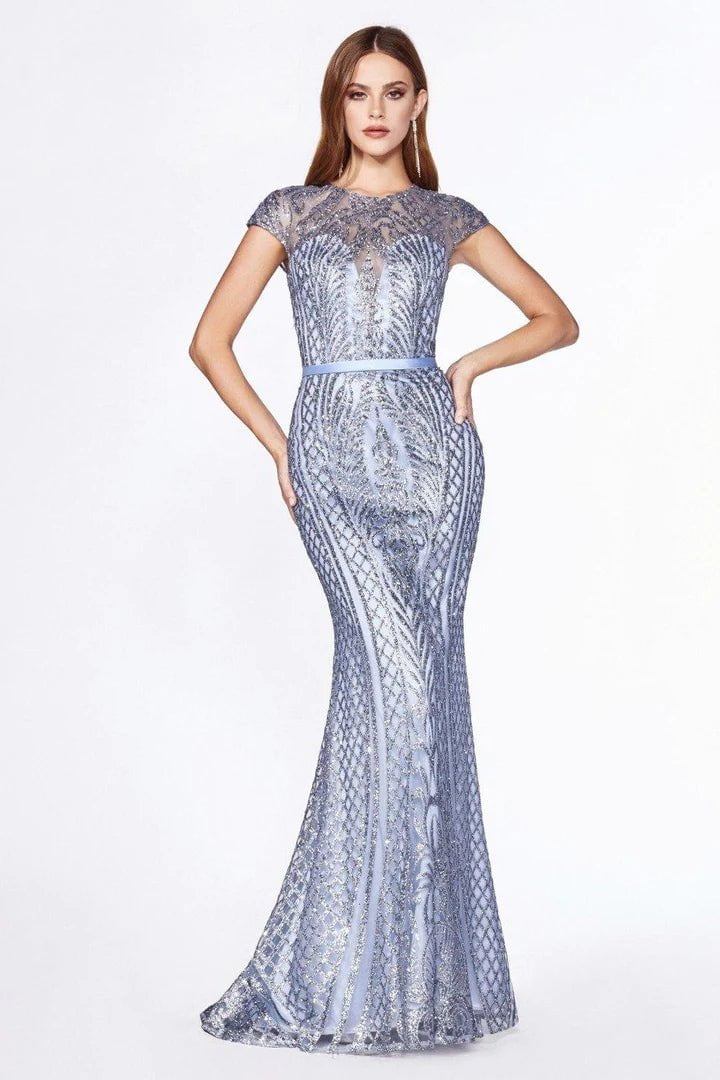 Latest Fashion Ladivine J768 - Cap Sleeve High Neck Prom Gown