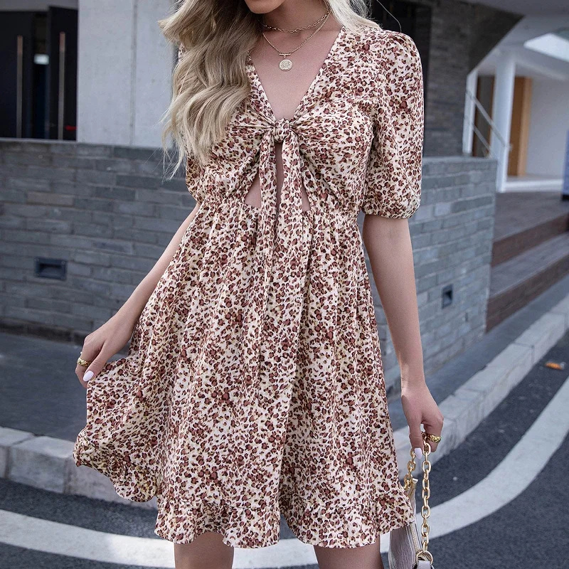 Women’s Clothes for All-Day Comfort and Style JuliaFashion-Floral Ruffles Sexy V-Neck Boho Dress