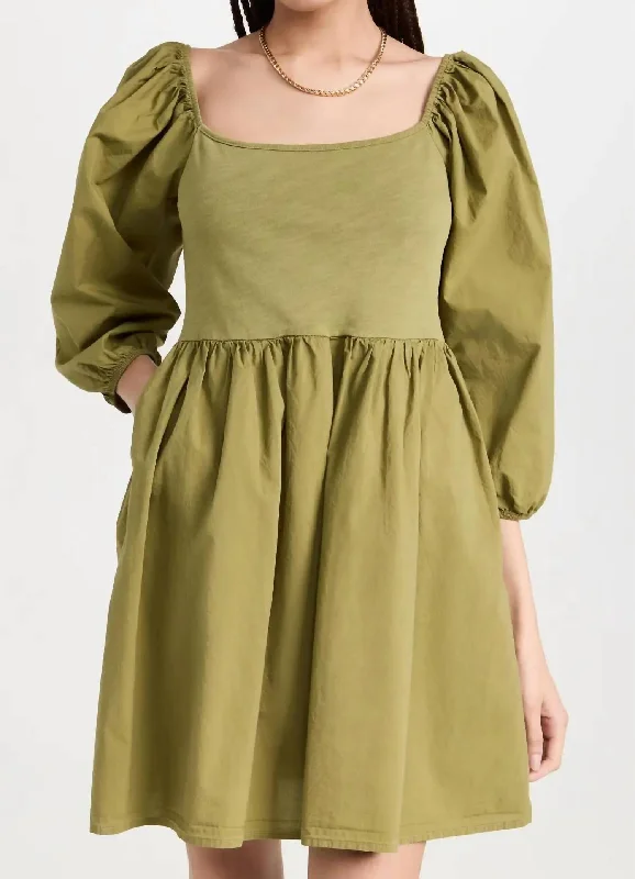 Huge Discounts This Week Heddie Combo Babydoll Dress In Lichen