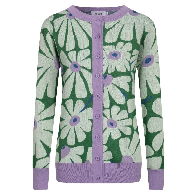 Shop Our Looks Women's green floral apple cardigan sweater