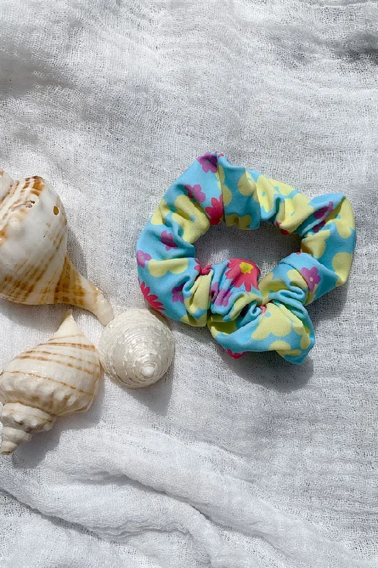 Limited Time Flash Sale Retro Floral Scrunchie - Blue