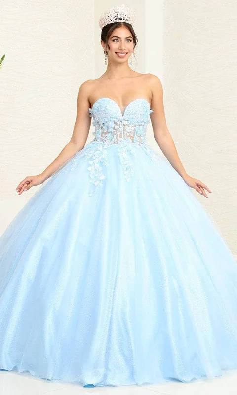 You'Ll Love Us Because May Queen LK243 - Glitter Floral Applique Ballgown