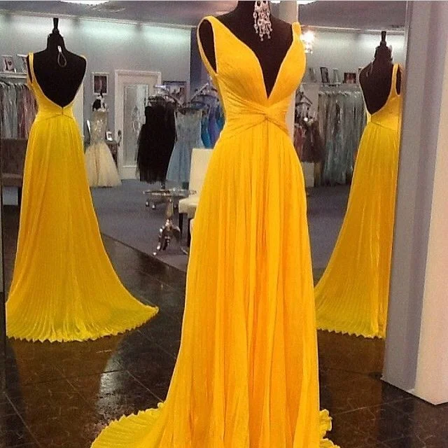 The Good Stuff Yellow Prom Dresses,Backless Prom Gown,Open Back Evening Dress,Chiffon Prom Dress,Sexy Evening Gowns,Yellow Formal Dress,Wedding Guest Prom Gowns Y992