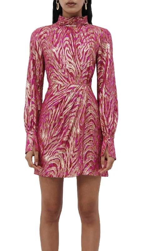 Women's Luxury Apparel Halen Dress In Bougainvillea Moire