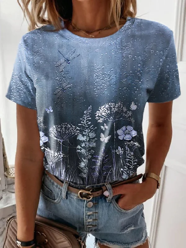 Women’s Clothing for Every Season and Trend JuliaFashion - 2024 Women's Casual Holiday Weekend Floral Painting T Shirt