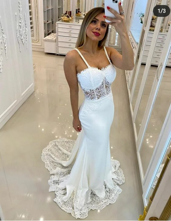 Big Savings Sexy White Mermaid Wedding Dress,White Bridal Dress Y6000