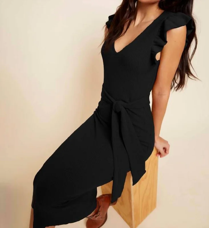 Women's Online Boutique Oriana Ruffled Sash Dress In Black