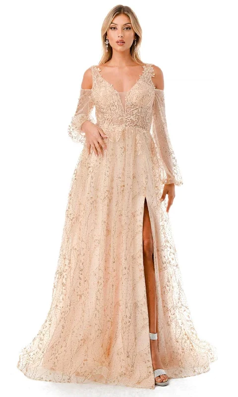 Relaxed Style Aspeed Design L2772T - Rhinestone Embellished Long Sleeve Evening Gown