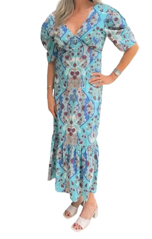 Hot Brand Discounts Brielle Dress In Teal-Chocolate-Tan