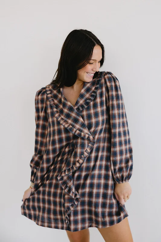 Clothing Sales Ayden Mini Dress - Navy Plaid