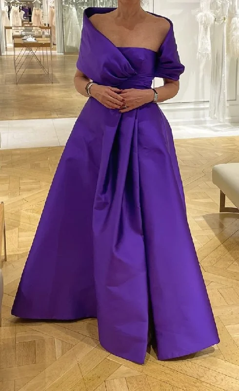 Stylish Deals Purple A-line Satin Long Evening Dress,Purple Wedding Guest Dress Y4006