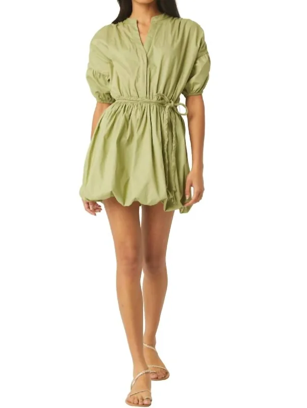 Elegant Style Olivia Dress In Olive Cotton Poplin