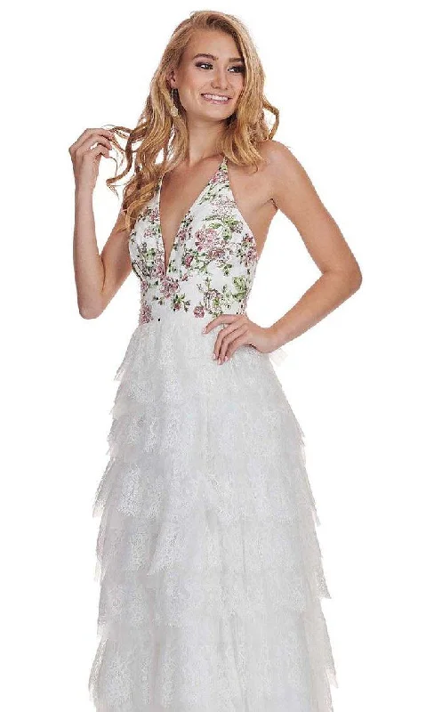 Graceful Fashion Rachel Allan Prom Long Floral Halter Dress 6555CL