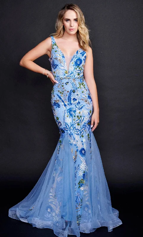 Gorgeous Glamour Collection Nina Canacci 8215 - Bare Back Embellished Mermaid Gown