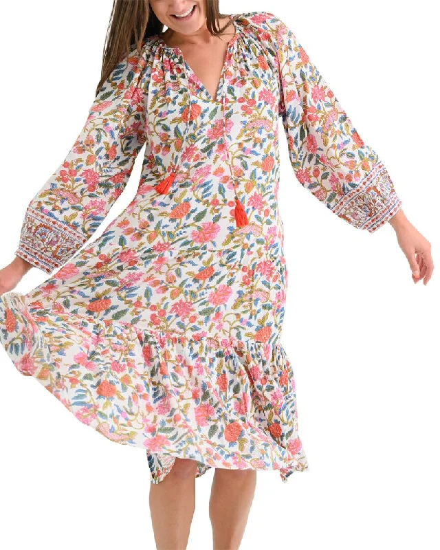 Fashion-Forward Styles At Incredible Discounts Pomegranate Belted Tiered Prairie Dress