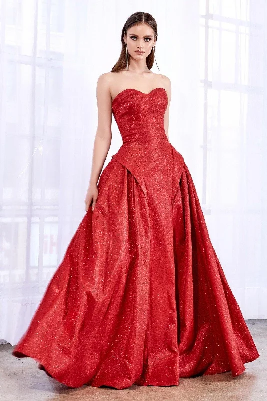 Chic & Modern Sales Andrea & Leo A0709 Strapless Red Ball Gown