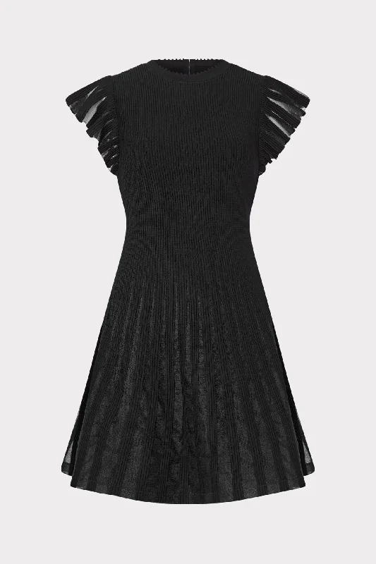 Clothes Sales Sheer Flutter Sleeve Knit Mini Dress