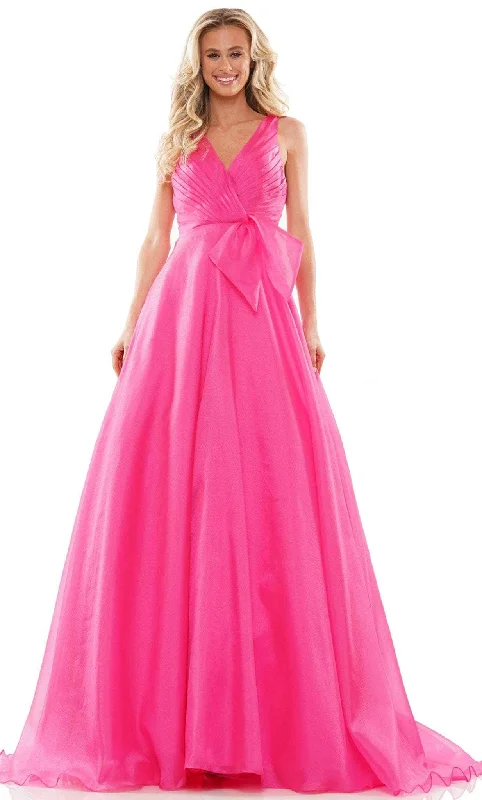 Hot Brand Discounts Colors Dress G1098 - Pleated V-Neck Prom Gown