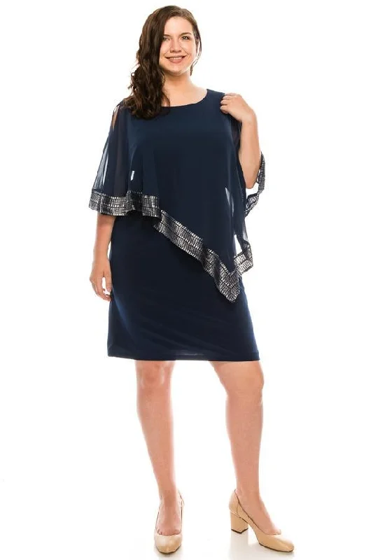 Trend Setting Wardrobe SL Fashions 611176 Short Plus Size Chiffon Dress