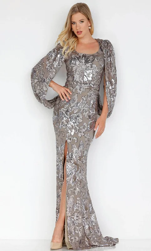 Elegant Style Terani Couture 231M0356 - Modified Sleeve Floral Sequined Gown