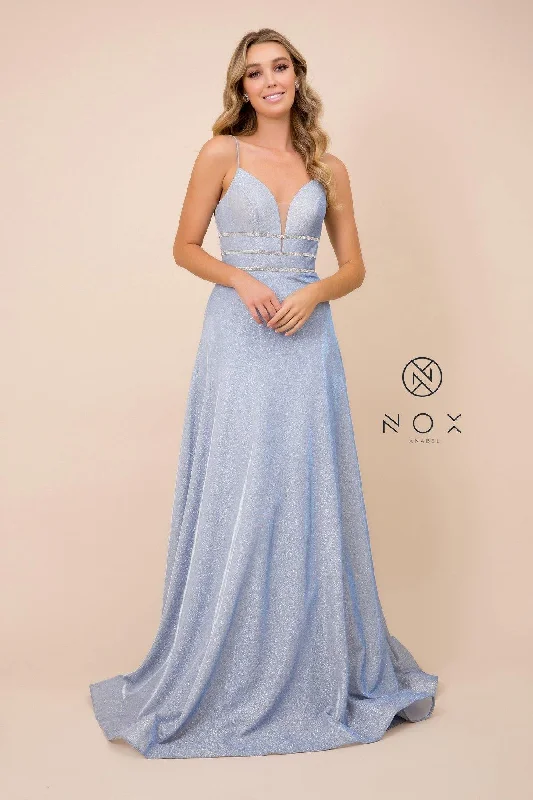Quality Driven Apparel Long Glitter Dress With Beaded Waistband