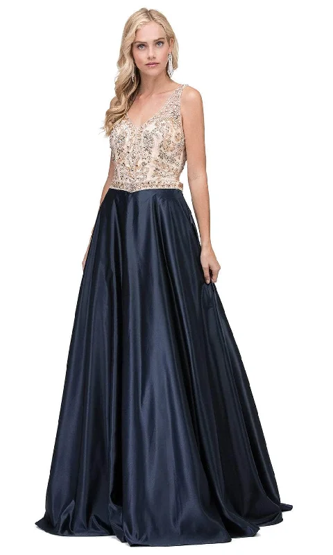 Timeless Elegance Sale Dancing Queen 2416 - Beaded Bodice V-Neck Prom Gown