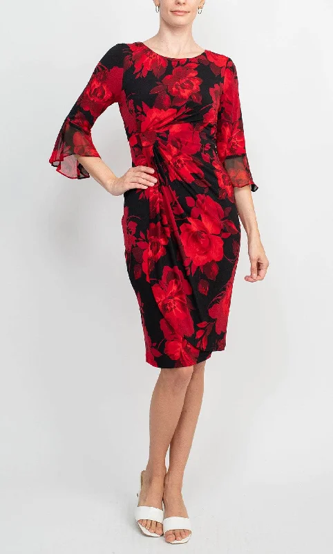 Affordable Trendy Fashion Connected Apparel TEZ57985 - Floral Printed Midi Sheath Dress