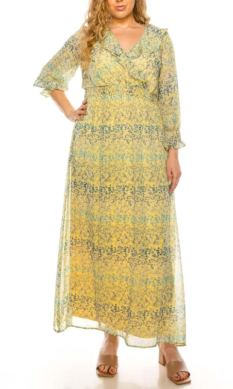 Discover Promotions Shelby & Palmer - M565 Floral Printed Full Length Dress