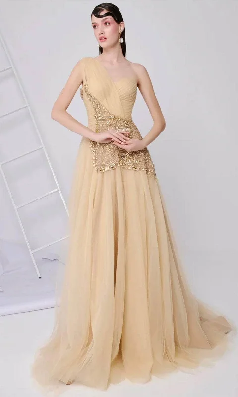 Shop The Hottest Deals MNM Couture B1110 - Bead Embroidered Asymmetric Evening Gown