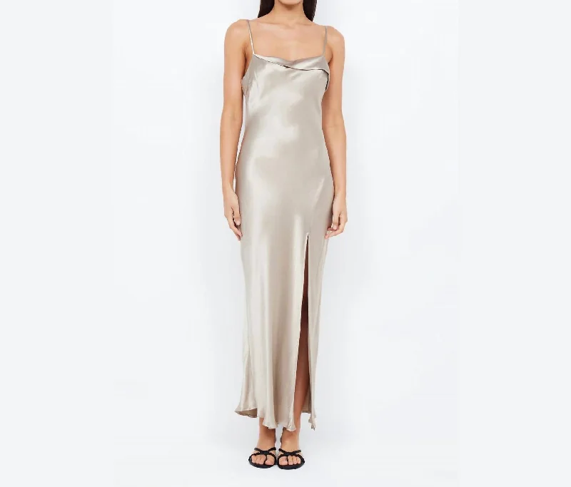 Women's Clothes Online Shopping Farah Maxi Slit Dress In Oyster