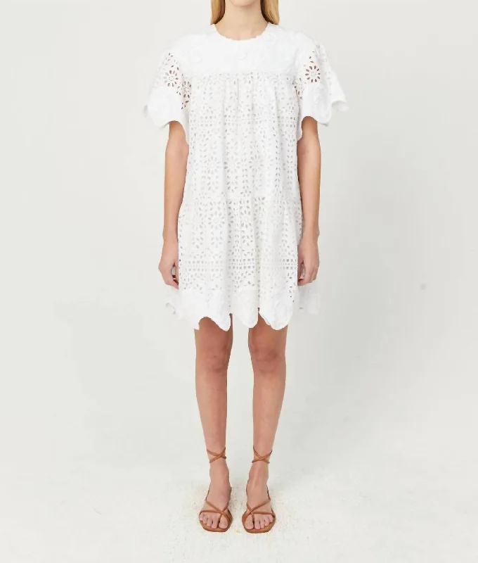 Casual Elegance Tobby Dress In White Soleil Eyelet